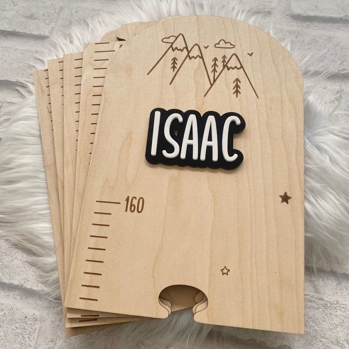 A wooden height chart