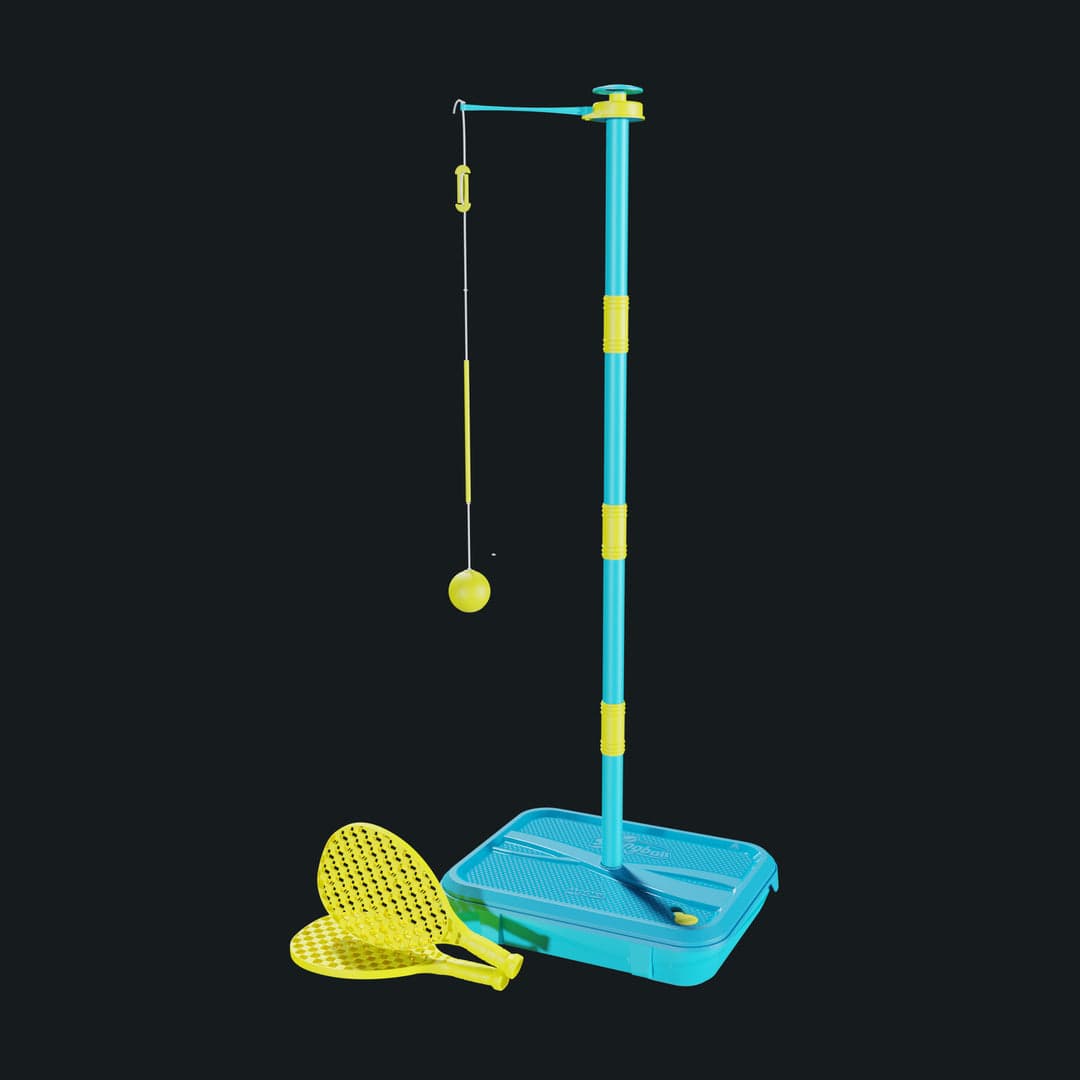 Early Fun All Surface Swingball set with adjustable pole, foam ball, two child-sized bats and fillable base
