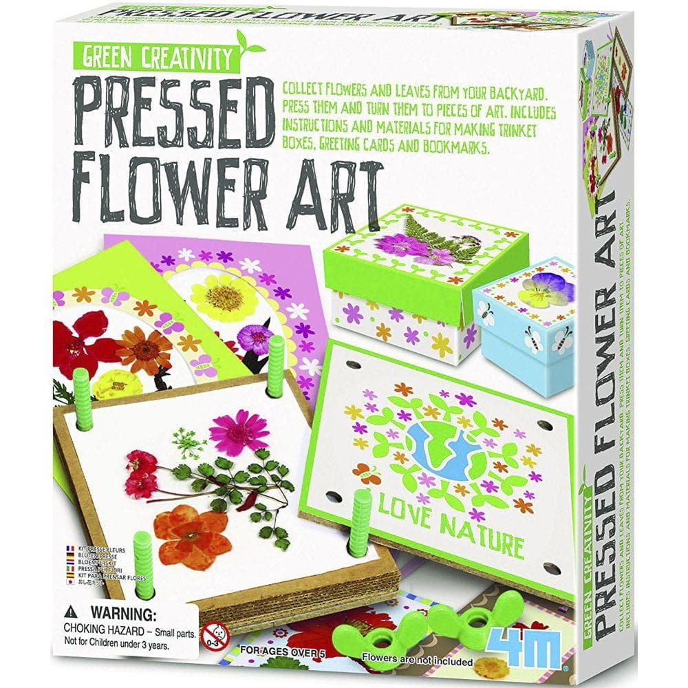 4M Green Creativity Pressed Flower Art kit box showing the flower press and pressed-flower crafts