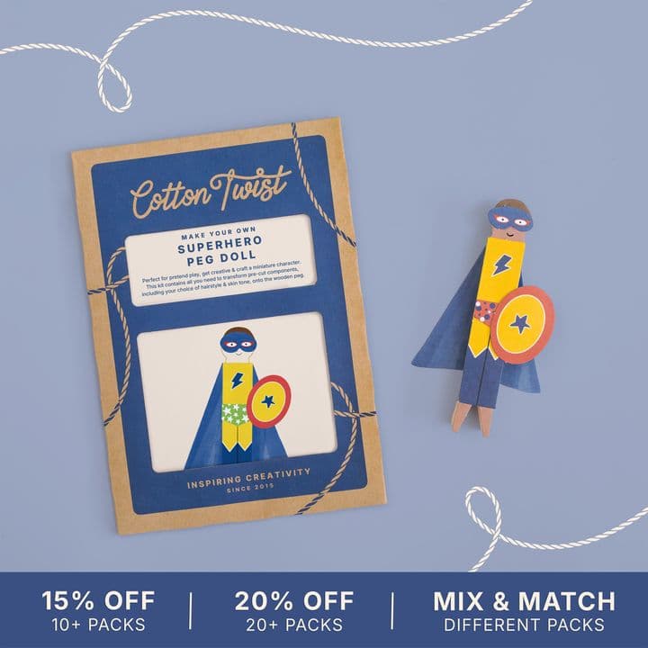 Cotton Twist wooden superhero peg doll craft kit