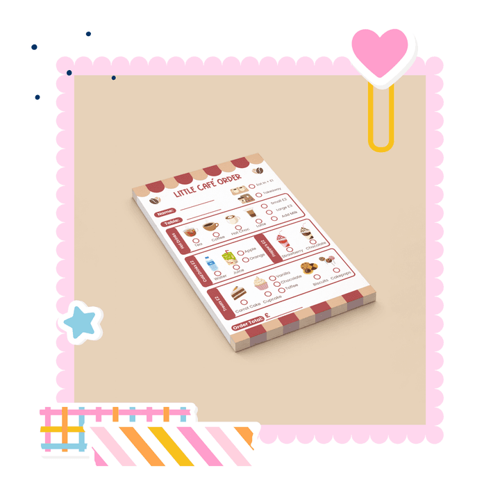 Little Café Role Play Pad from Pretend Paper Co.