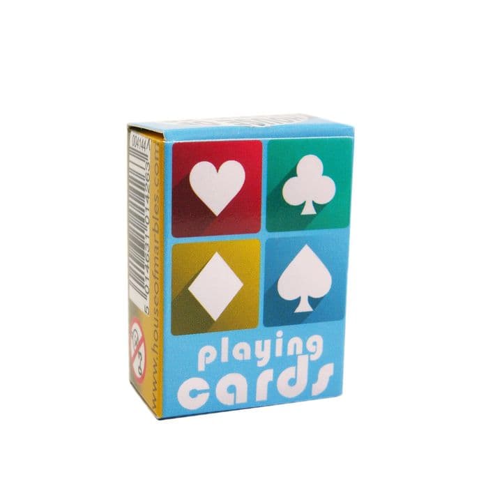 Small blue box of miniature playing cards
