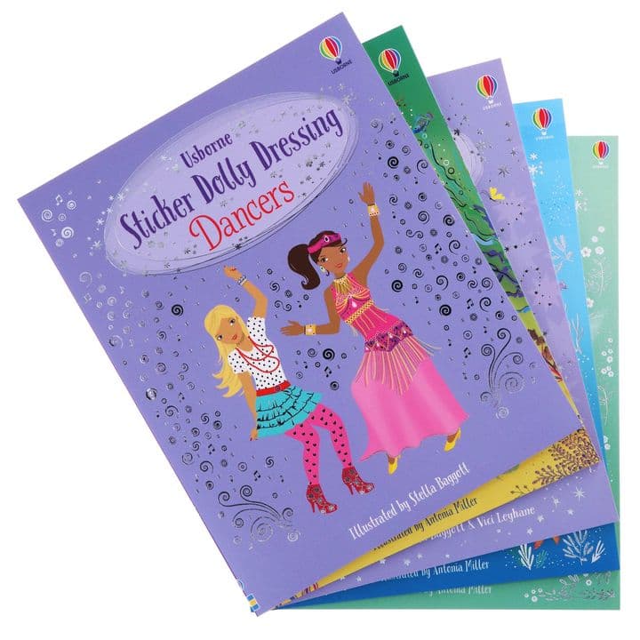 Five Usborne Sticker Dolly Dressing activity books