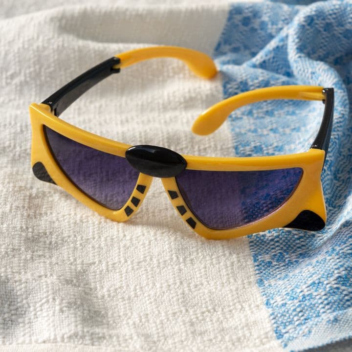 Yellow tiger-shaped children's foldable sunglasses